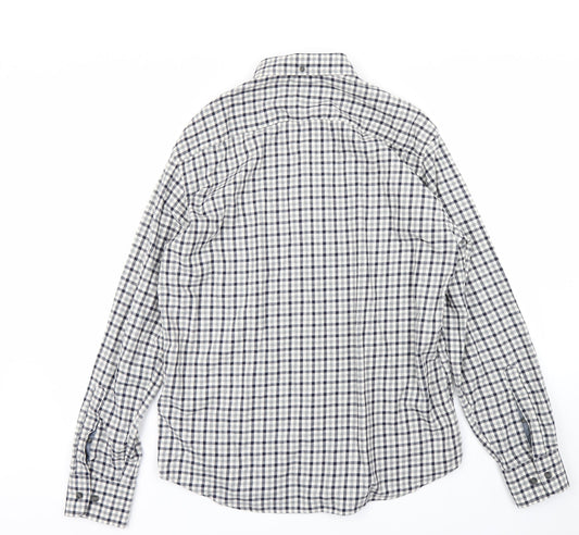 blue ha`` Womens Grey Check Basic Button-Up Size M