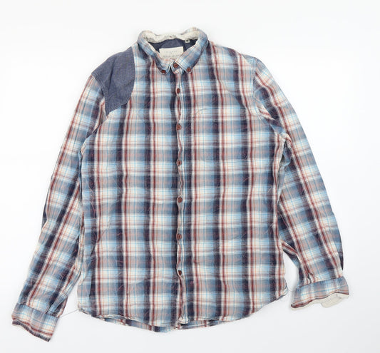 riverisland Mens Blue Check Polo Size M