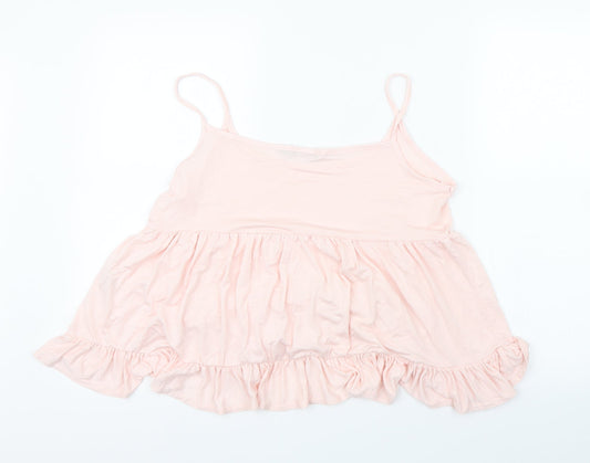 Boohoo Womens Pink Cropped T-Shirt Size 14