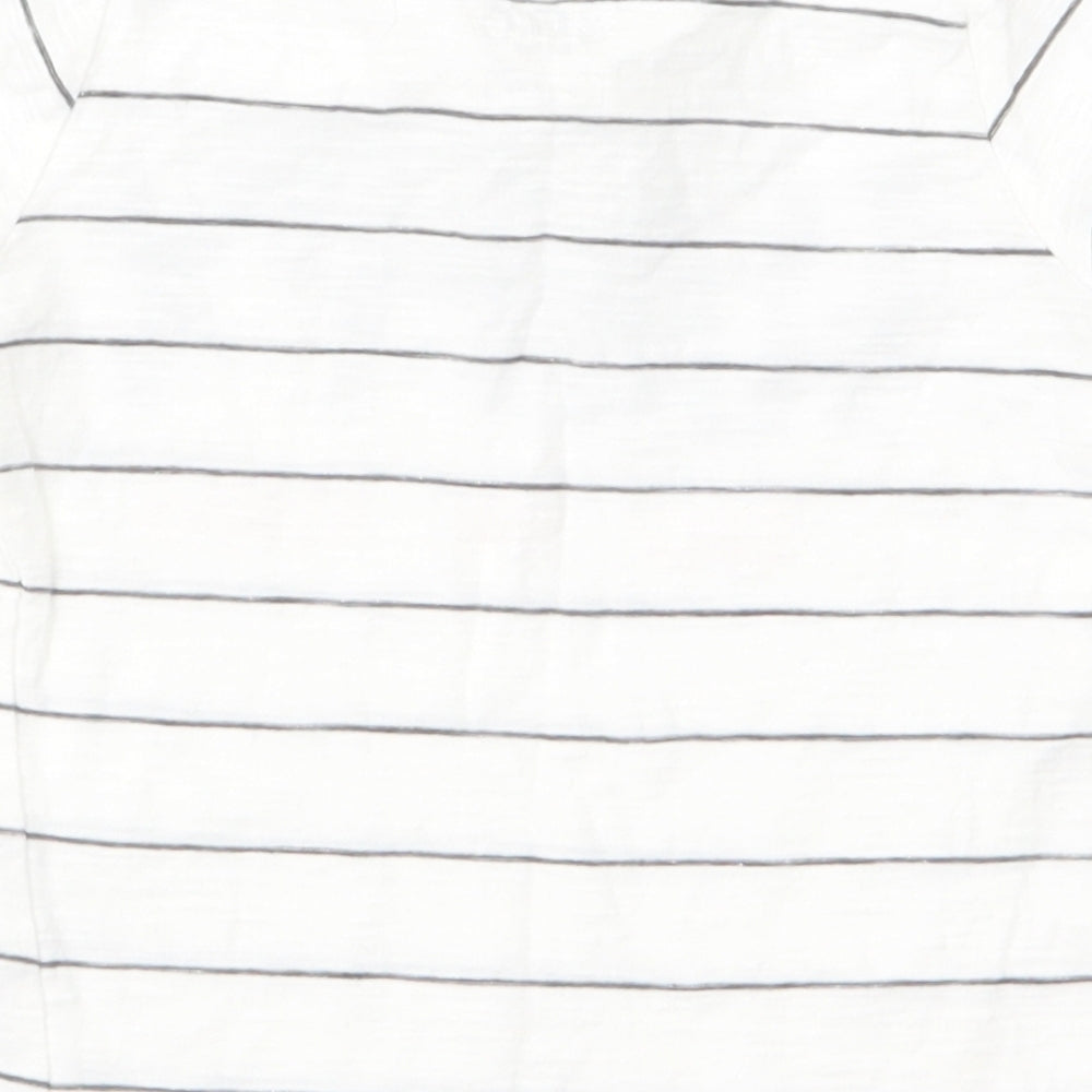 Brand and care label for F&F Baby White Striped Basic T-Shirt, size 9-12, Months - happy
