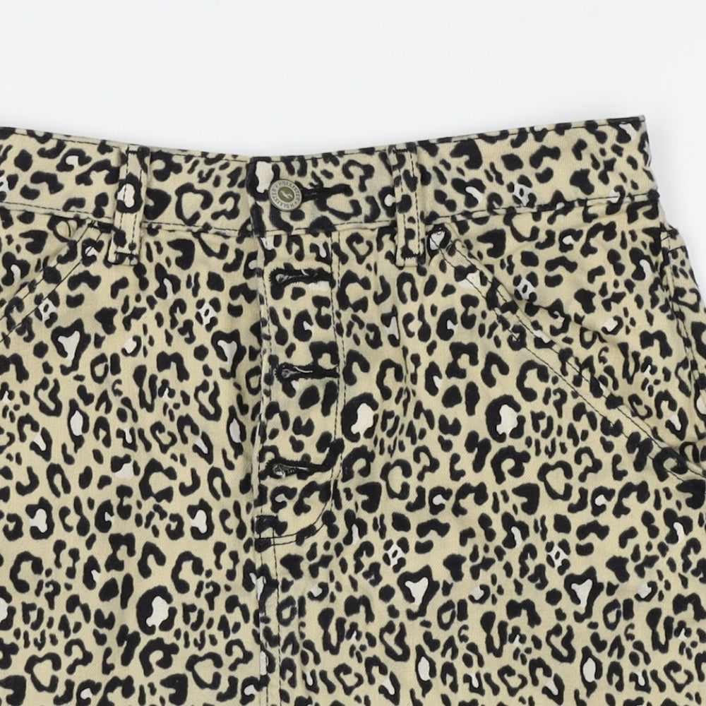 Hollister Womens Beige Animal Print Straight & Pencil Skirt One Size - ultra high rise