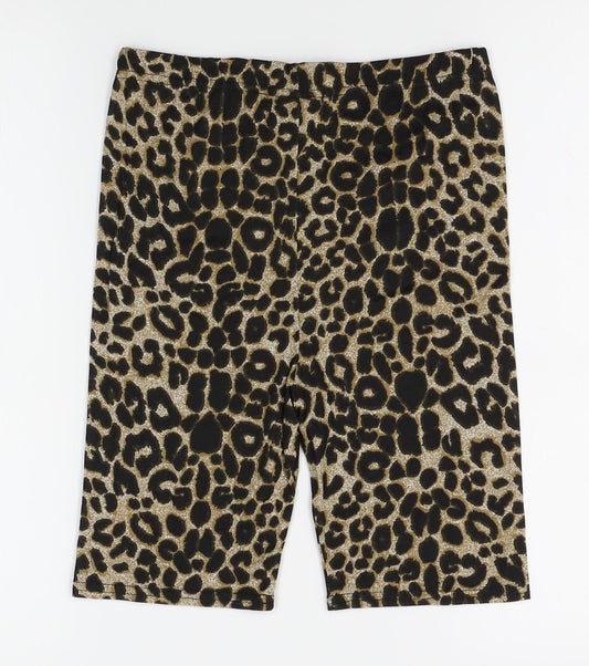 PRETTYLITTLETHING Womens Yellow Animal Print Sleep Shorts Size 10