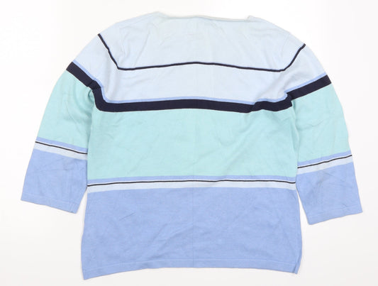 Preworn Womens Blue Striped Pullover Jumper Size 14