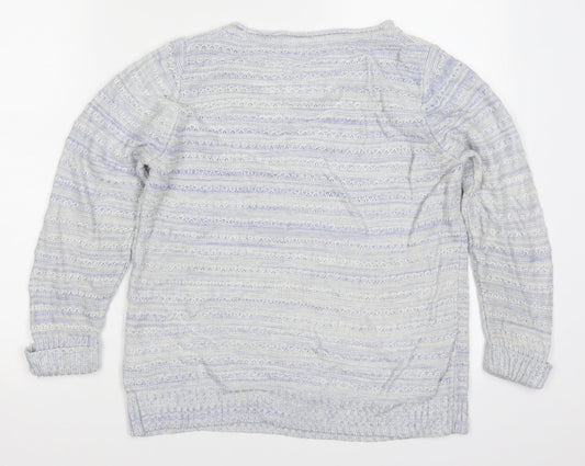 Marks and Spencer Womens Blue Striped Knit Pullover Jumper Size 8