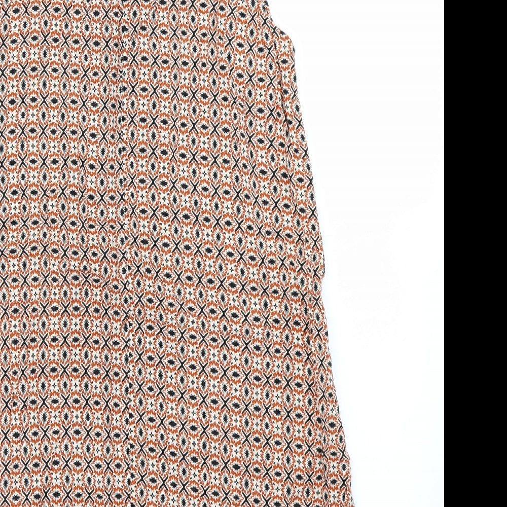 Izabel Womens Orange Batik A-Line Size 14