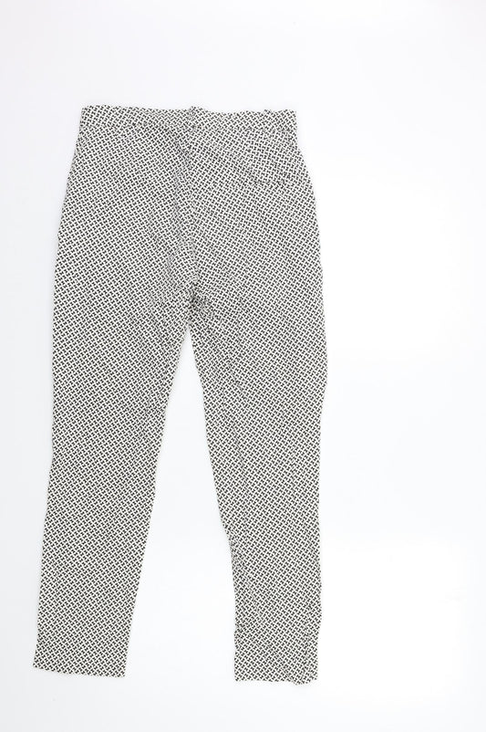 H&M Womens White Polka Dot Trousers Size 8 L27 in