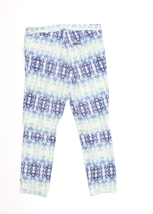 H&M Womens Blue Geometric Trousers Size 10 L26 in