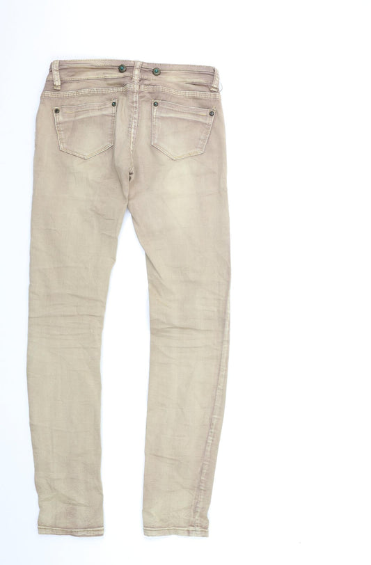 Preworn Womens Beige Denim Skinny Jeans Size M L32 in