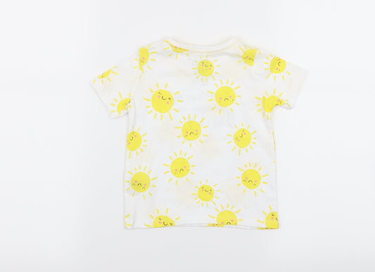 F&F Boys White Basic T-Shirt Size 9-12 Months - sun print