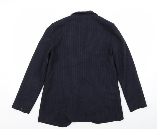 Topshop Womens Blue Striped Jacket Blazer Size 8