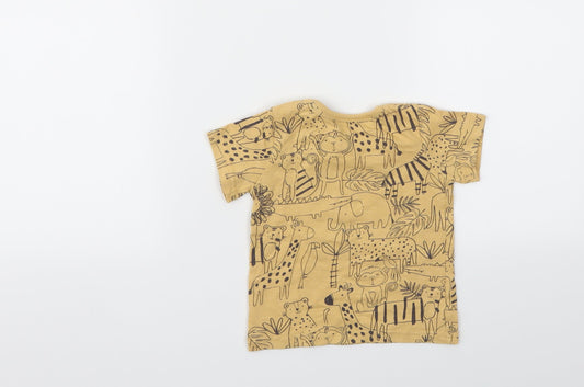 George Boys Yellow Animal Print Basic T-Shirt Size 6-9 Months