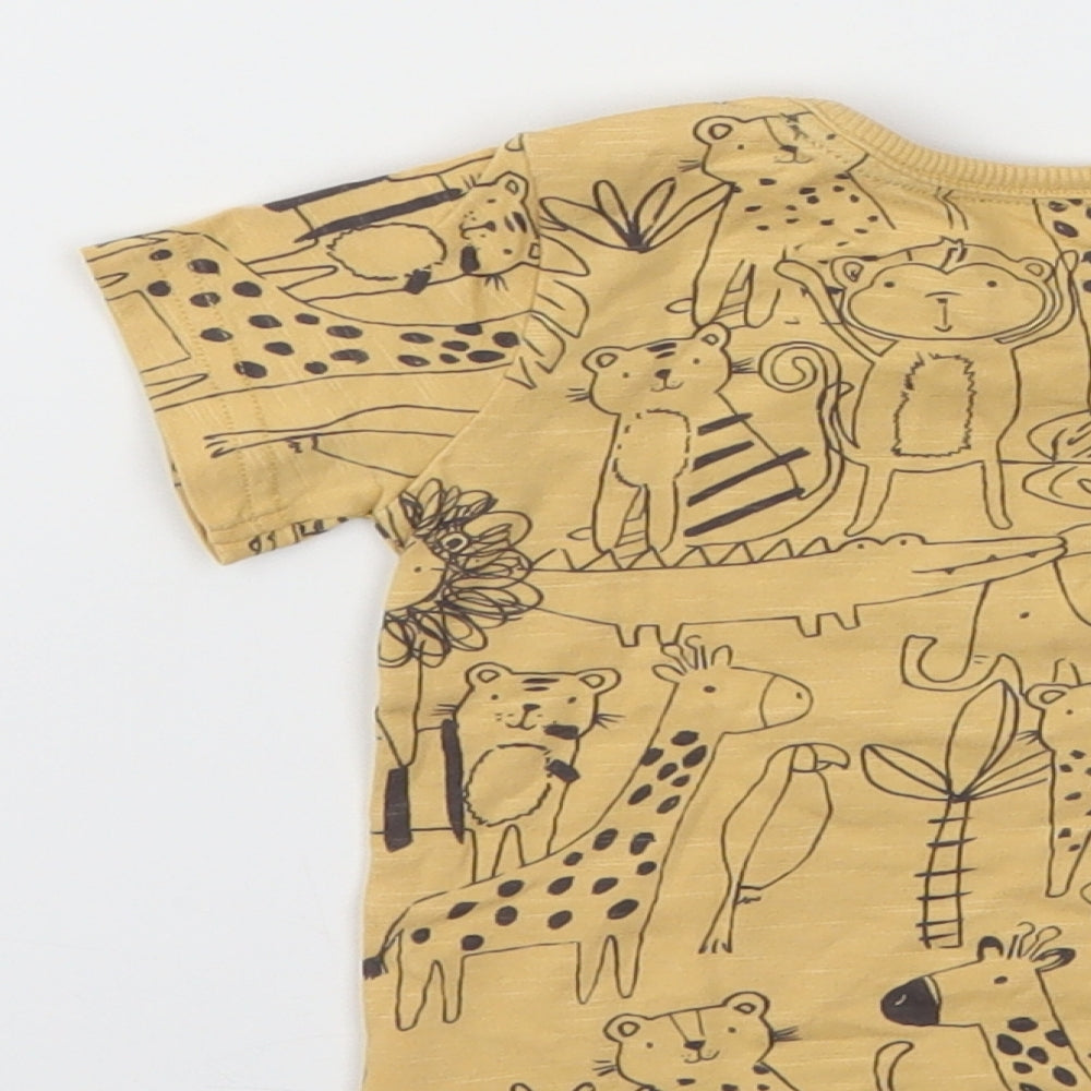 George Boys Yellow Animal Print Basic T-Shirt Size 6-9 Months