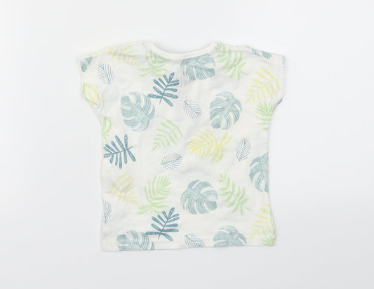 F&F Boys Green Floral Basic T-Shirt Size 3-6 Months