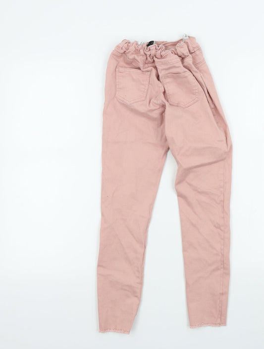 Denim & Co. Girls Pink Colourblock Skinny Jeans Size 10-11 Years