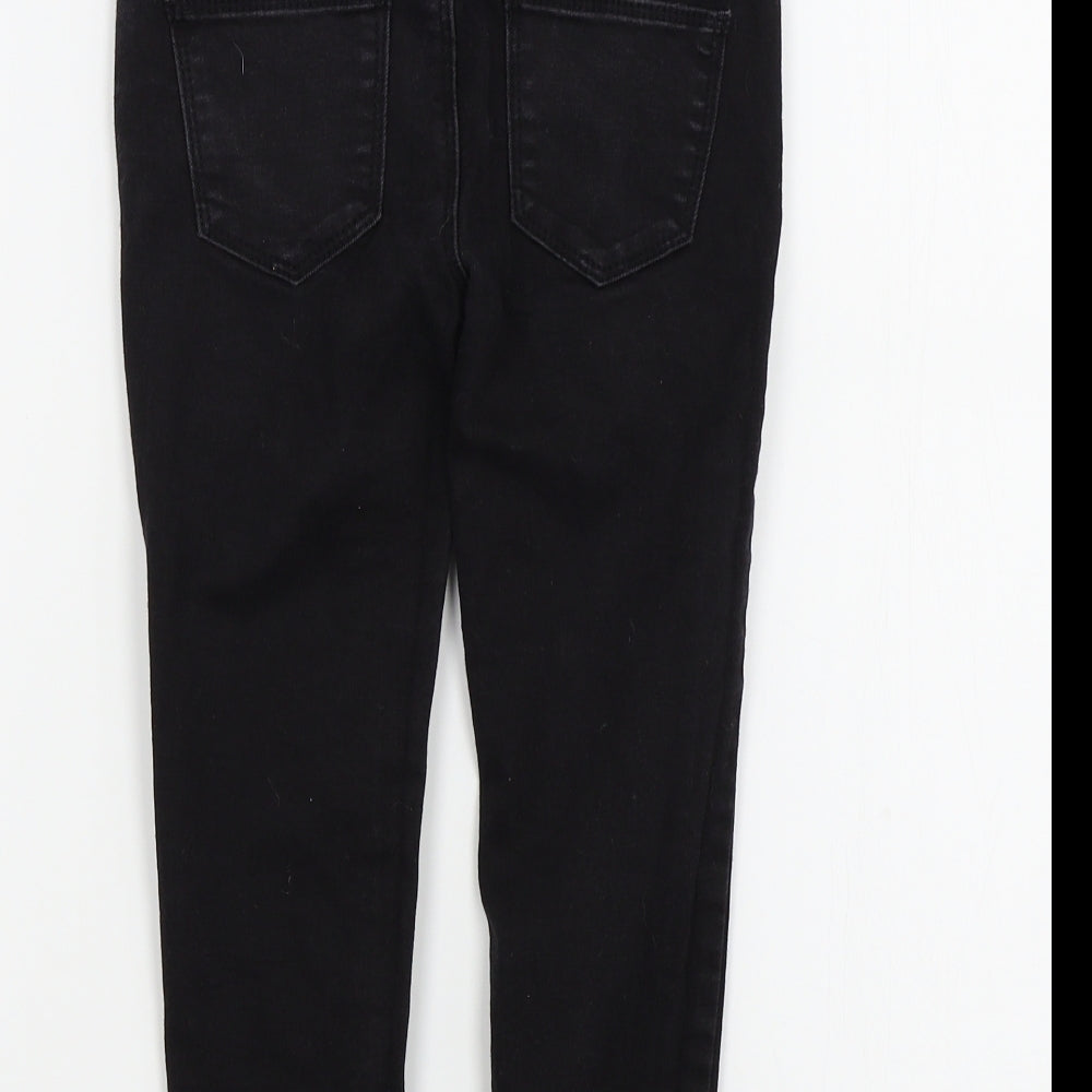Brand and care label for denim&co girls’ black colourblock skinny jeans, size 5-6, years