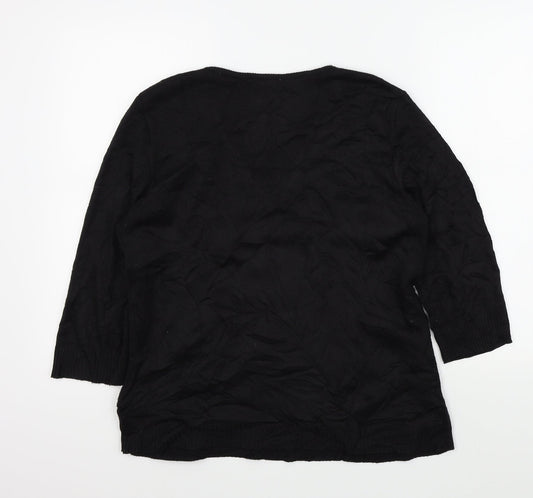 Preworn Womens Black Geometric Pullover Jumper Size 14