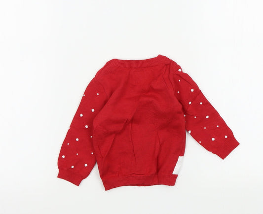 Primark Boys Red Spotted Pullover Jumper Size 3-6 Months - christmas jumper