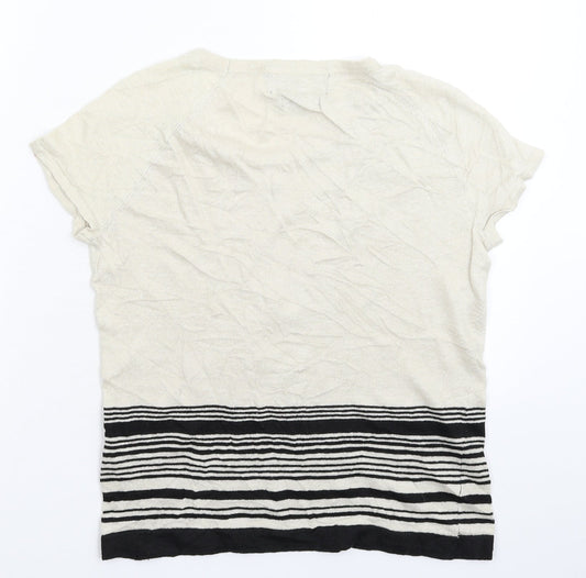 Paul Costelloe Womens Grey Striped  Pullover Jumper Size 10