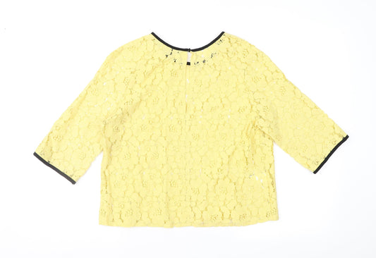 NEXT Womens Yellow Lace Basic Blouse Size 10