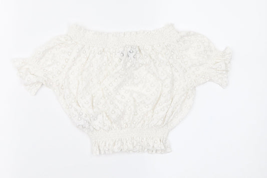 Topshop Womens Ivory Geometric Cropped Blouse Size 6