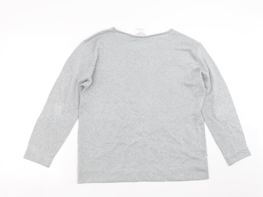 Claire Ashton Womens Silver Pullover Jumper Size 14 - beaded, sequins