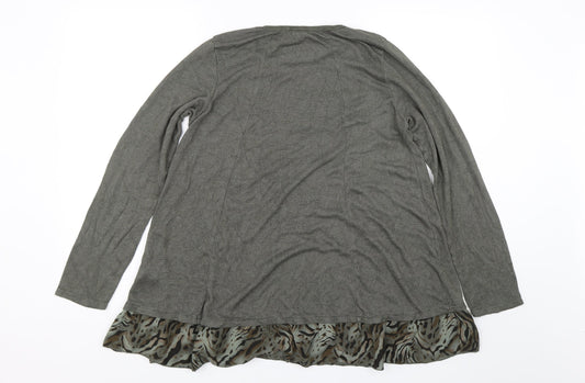 Blue Vanilla Womens Grey Animal Print Pullover Jumper One Size
