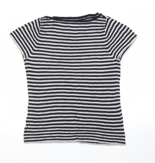 Pure Dash Womens Blue Striped Basic Blouse Size 18