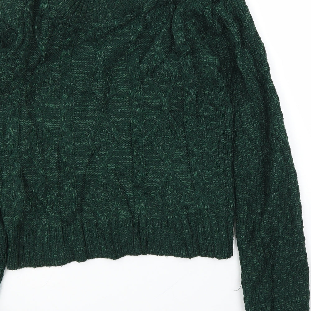 Brand and care label for Missguided women’s green jumper, size S