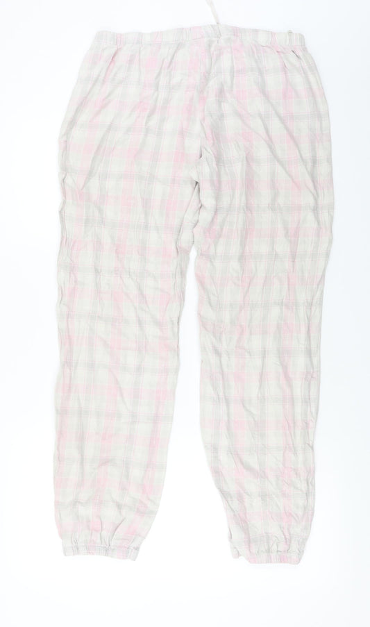 H&M Womens White Check Trousers Size M L25 in