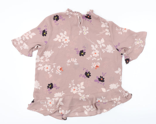 Very Womens Brown Floral Basic Blouse Size 14