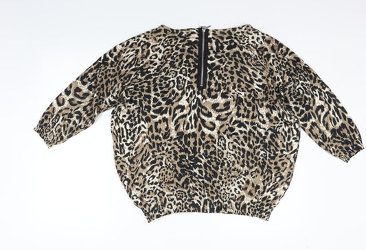 Preworn Womens Beige Animal Print Pullover Jumper Size L