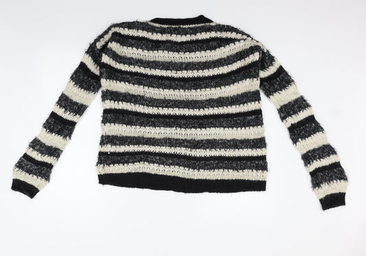 Warehouse Womens White Striped Pullover Jumper Size 16