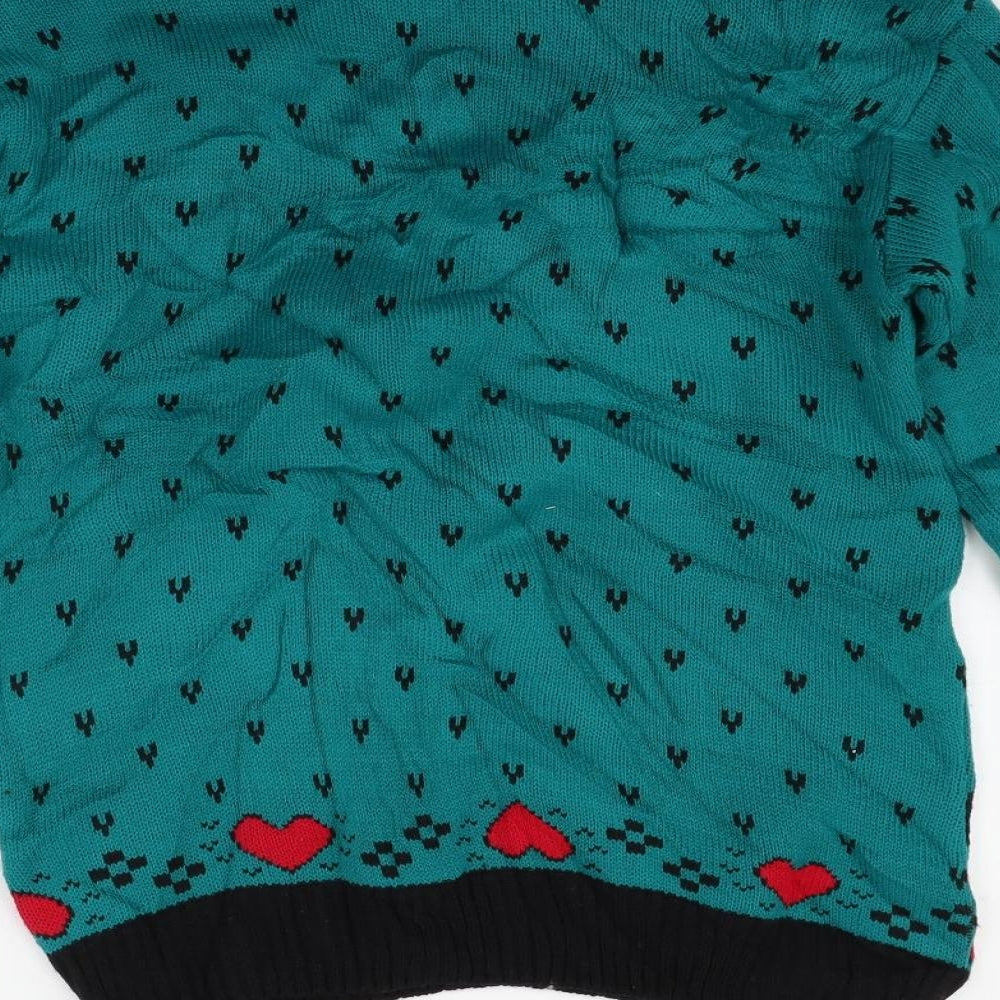 Brand and care label for PURE Collection women’s green jumper, size M