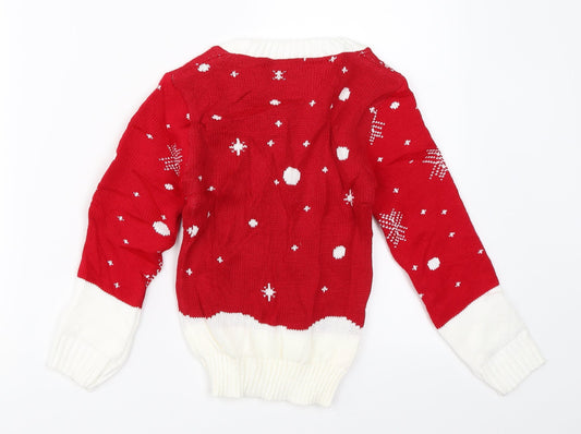 Preworn Boys Red Pullover Jumper Size 3-4 Years