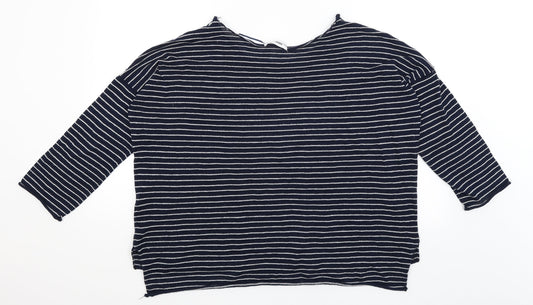 Zara Knit Womens Blue Striped Basic T-Shirt Size M