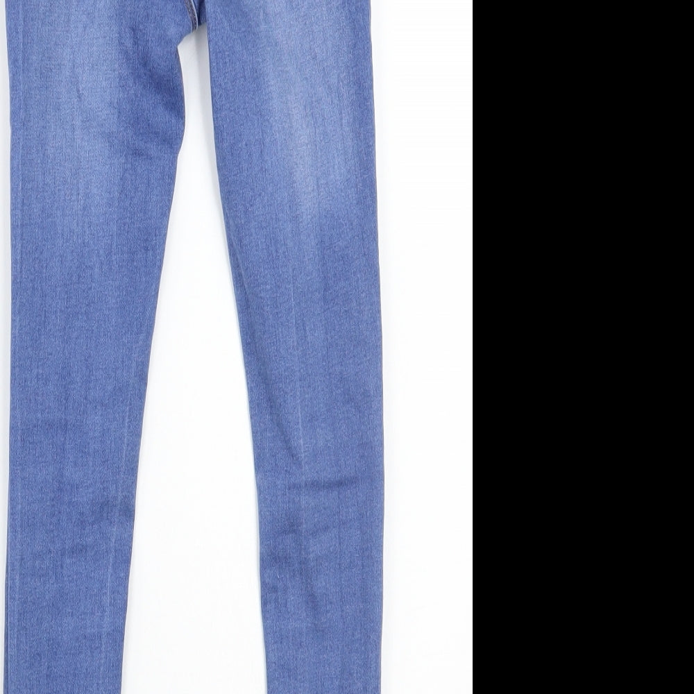 Brand and care label for Denim & Co. girls’ blue denim skinny jeans, size 9, years