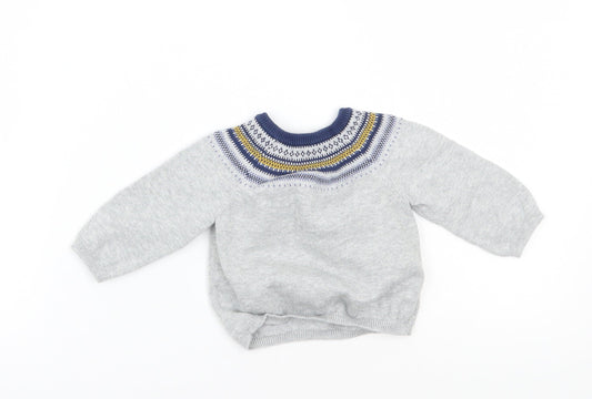 Mothercare Boys Grey Pullover Jumper Size 3-6 Months