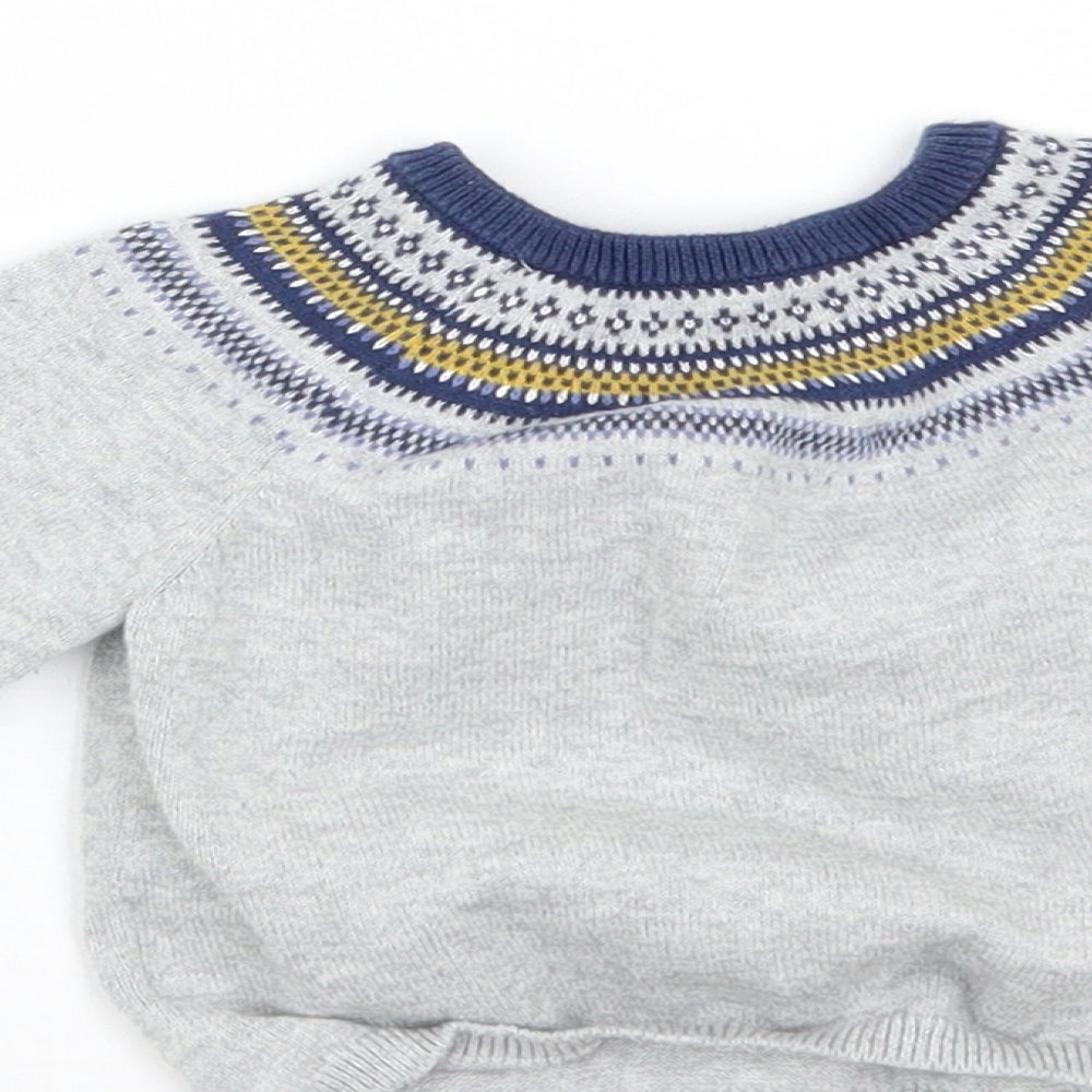 Mothercare Boys Grey Pullover Jumper Size 3-6 Months