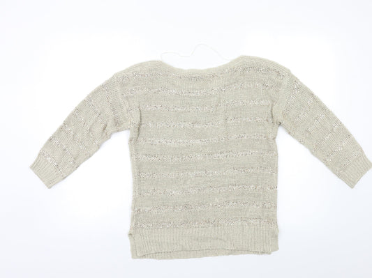 Wallis Womens Beige Striped Pullover Jumper Size S - Sequin