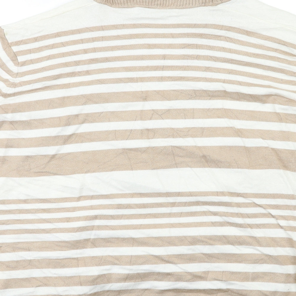 Isle Womens Beige Striped Cardigan Jumper Size XL