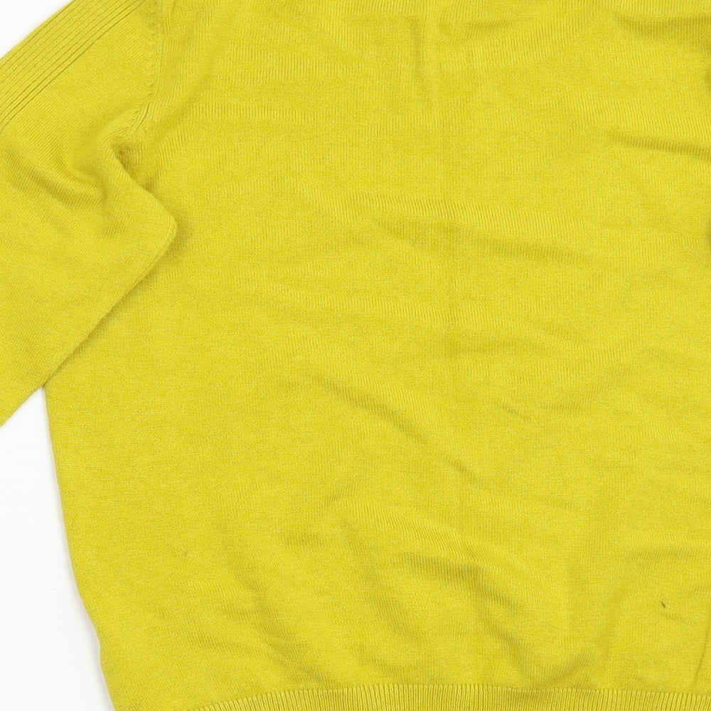 Brand and care label for Red Herring women’s yellow jumper, size UK 10