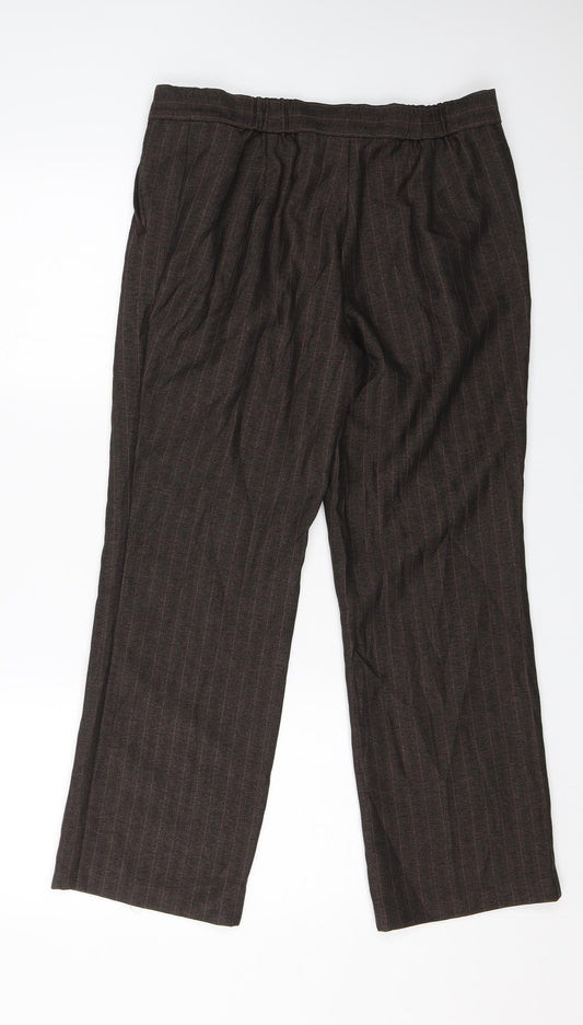 M&S Womens Brown Striped Dress Pants Trousers Size 12 L26 in