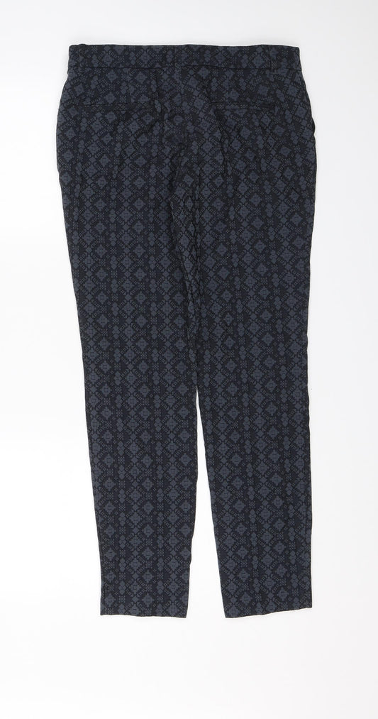 NEXT Womens Blue Geometric Dress Pants Trousers Size 8 L27 in