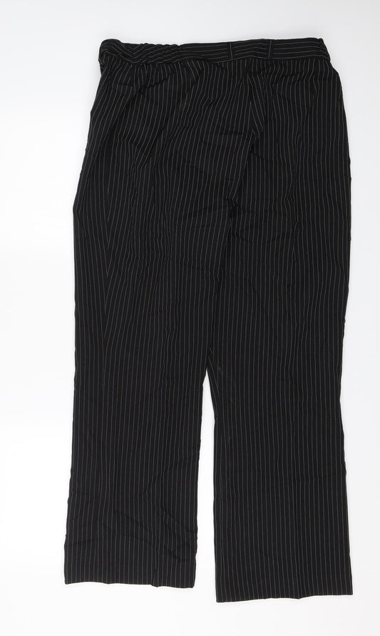 Wardrobe Womens Black Striped Dress Pants Trousers Size 18 L26 in