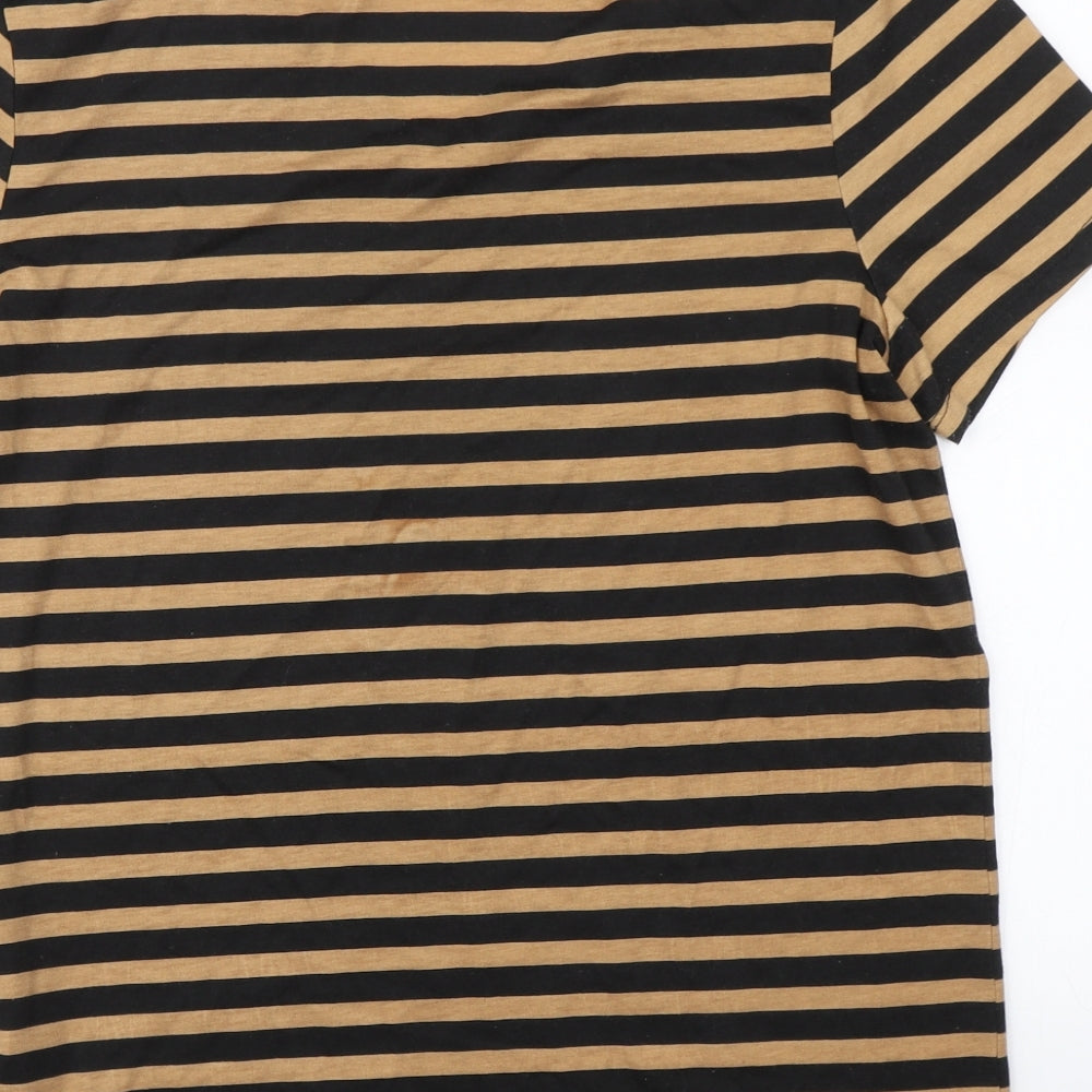 Pimkle Womens Black Striped Basic T-Shirt Size L
