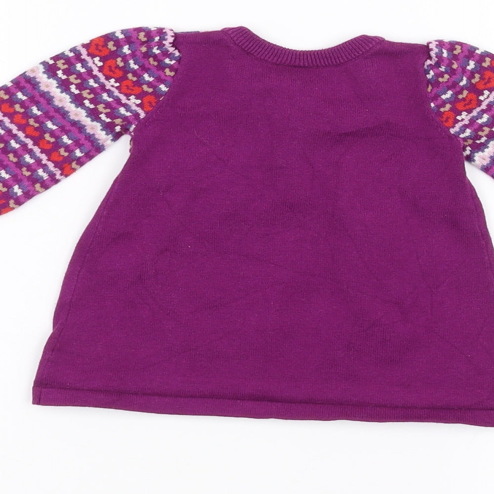 Brand and care label for Mini Club Baby Purple jumper, size 0-3, Months