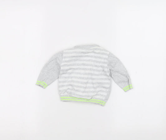 Blue Zoo Baby Grey Striped Cardigan Jumper Size 3-6 Months