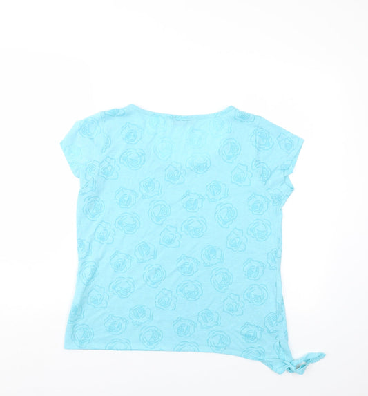 Originals Womens Blue Floral Basic T-Shirt Size 16