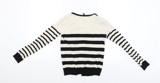 Divided Womens Black Striped Cardigan Jumper Size 38
