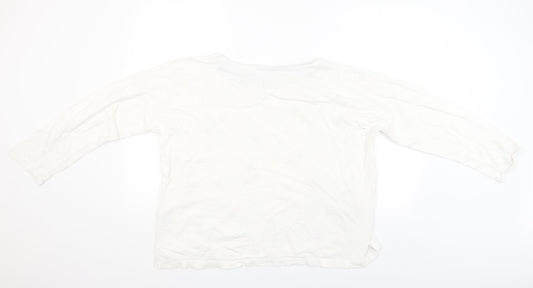 Night Owl Womens White Polka Dot Pullover Jumper Size M